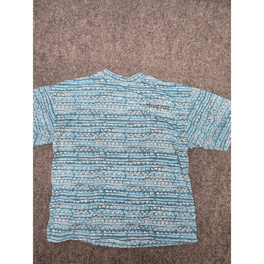 Vintage Castaway Shirt Mens Medium Tennessee Aztec Stripe Graphic Tee 90s
